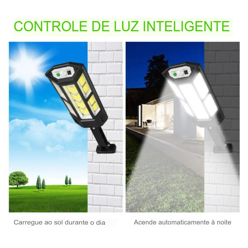 Refletor Solar LED com Sensor de Movimento e Controle