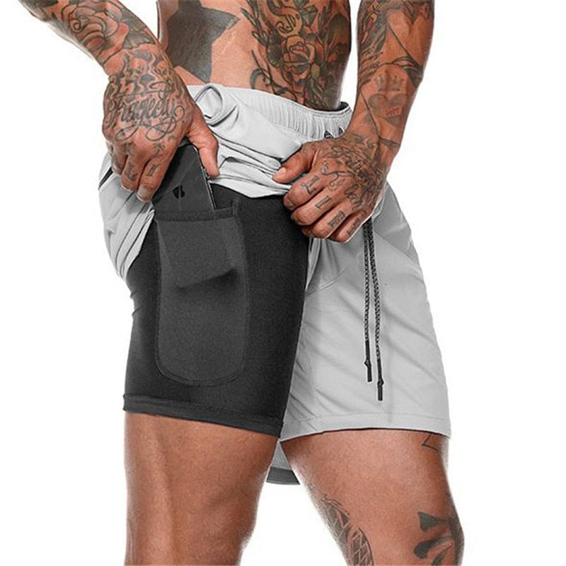 Short 2 em 1 Masculino Fitness - Bermuda Com Bolso