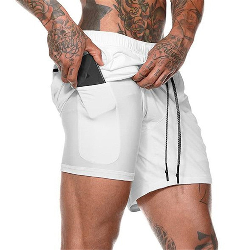 Short 2 em 1 Masculino Fitness - Bermuda Com Bolso