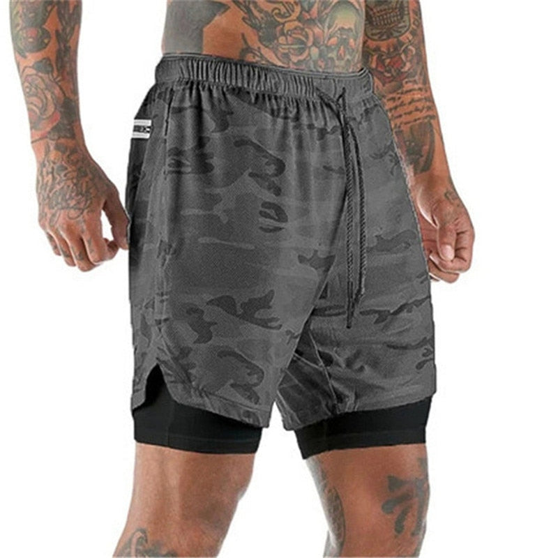 Short 2 em 1 Masculino Fitness - Bermuda Com Bolso