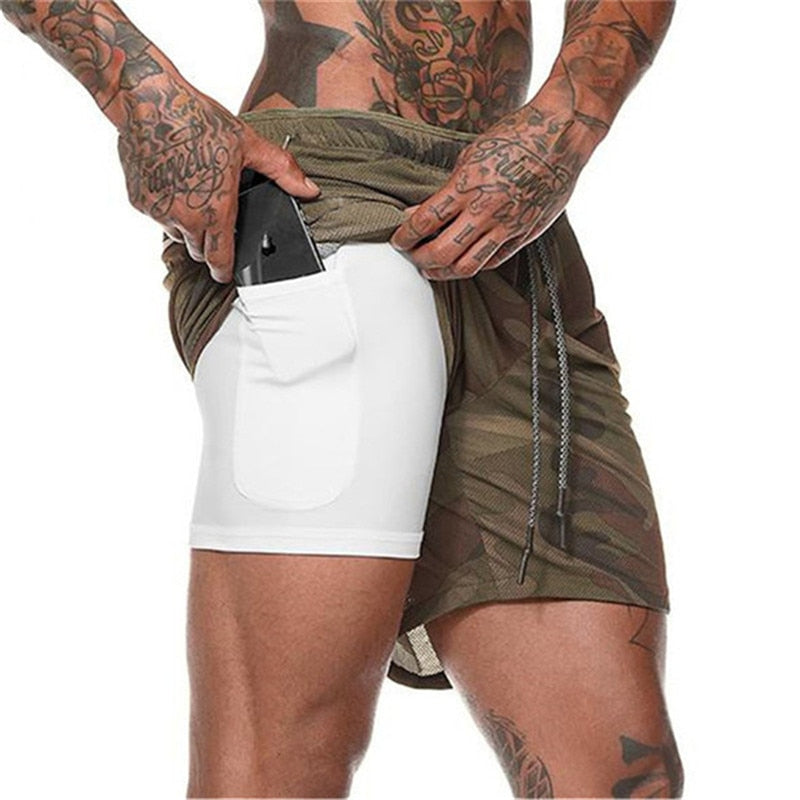 Short 2 em 1 Masculino Fitness - Bermuda Com Bolso