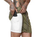 Short 2 em 1 Masculino Fitness - Bermuda Com Bolso